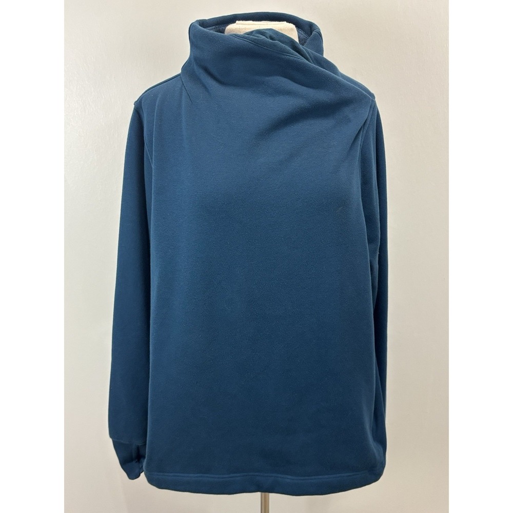 Athleta Cozy Karma Pullover Sweatshirt Sz 1X Plus Women's Blue Fuzzy Lining